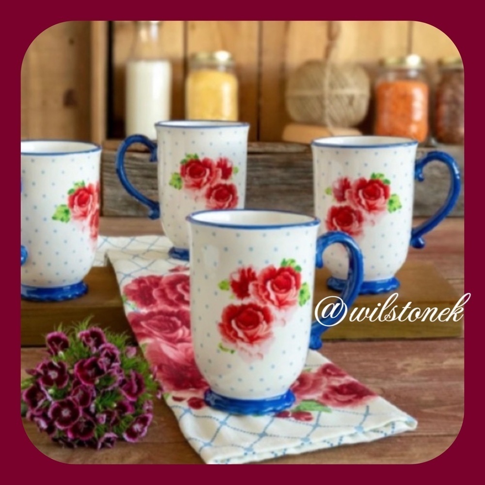 The Pioneer Woman set of 4 Heritage Floral Mugs - 18 ounce Mugs